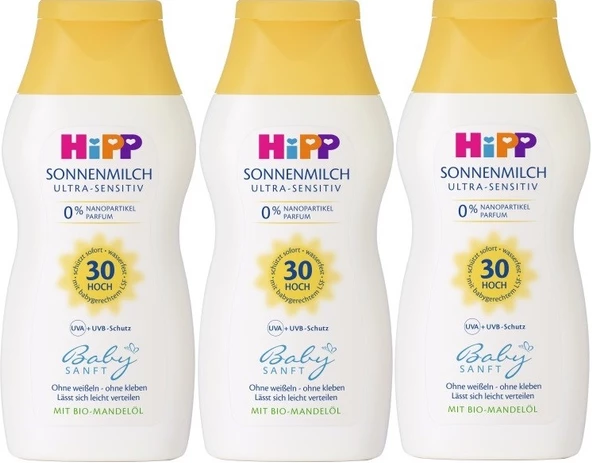 Hipp Babysanft Bebek Güneş Sütü 200Ml (30 Faktör) (3 Lü Set)