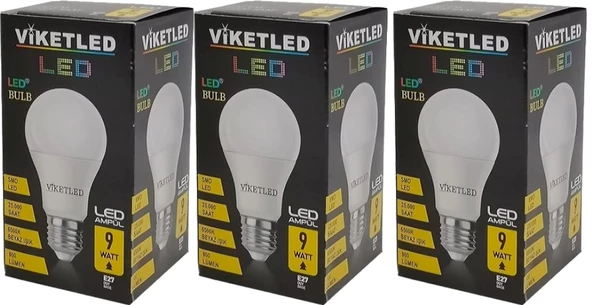 Viketled Led Ampül Beyaz-White 9W (3 Lü Set)