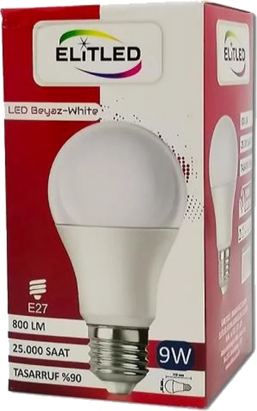 Elitled Led Ampül Beyaz-White 9W