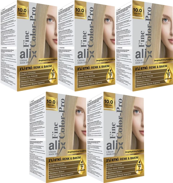 Alix 50ML Kit Saç Boyası 10.0 Açık Sarı (5 Li Set)