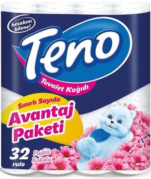 Teno Ultra Tuvalet Kağıdı Çift Katlı 32 Li Paket Pudra Kokulu (Avantaj Pk Serisi)