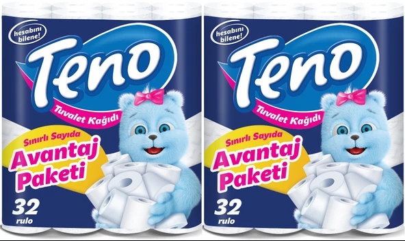 Teno Ultra Tuvalet Kağıdı Çift Katlı 64 Lü Set (2Pk*32) (Avantaj Pk Serisi)