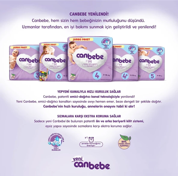 Canbebe Bebek Bezi Beden:6 (15-27Kg) Extra Large 108 Adet Aylık Fırsat Pk - 3