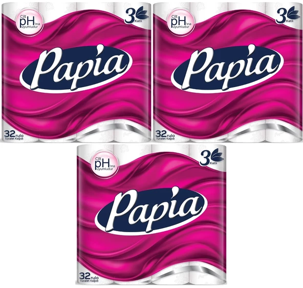 Papia Tuvalet Kağıdı (3 Katlı) 96 Lı Pk (3Pk*32)