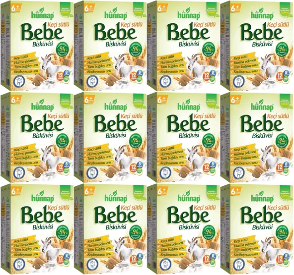 Hünnap Bebe Bisküvisi Keçi Sütlü 400GR 12 li Set (Toplam 4800GR)