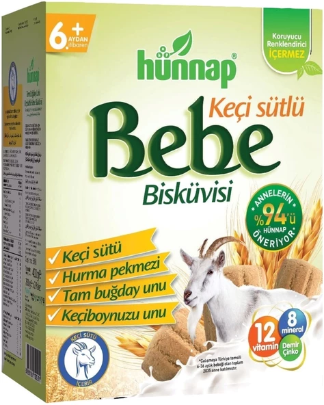 Hünnap Bebe Bisküvisi Keçi Sütlü 400GR (Yeni Ürün)