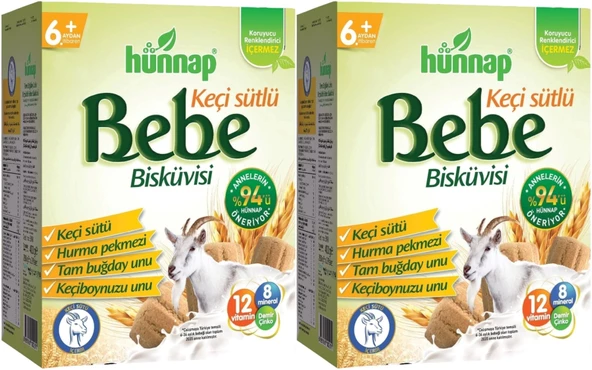 Hünnap Bebe Bisküvisi Keçi Sütlü 400GR 2 li Set (Toplam 800GR)