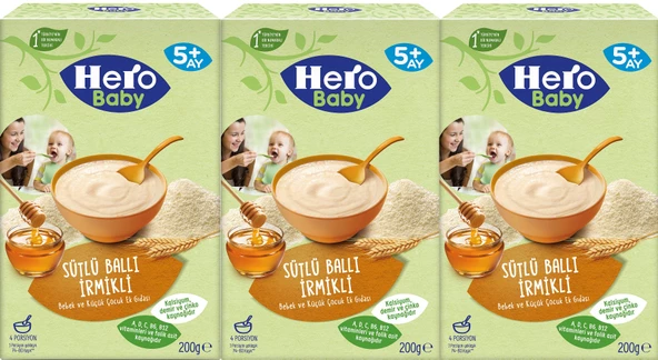 Hero Baby Kaşık Maması 200GR Sütlü Ballı İrmikli 3 Lü Set