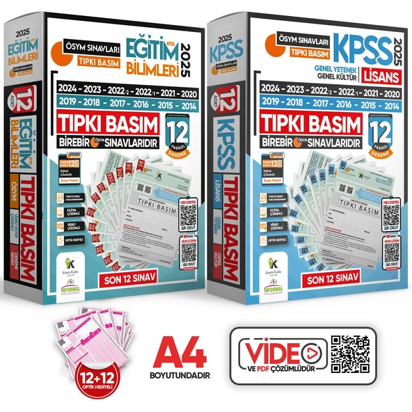 2025 KPSS Lisans GY-GK ve Eğitim ÖSYM Çıkmış Soru Tıpkı Basım 24lü (12+12) Deneme Paketi Video Ç. TG - 1
