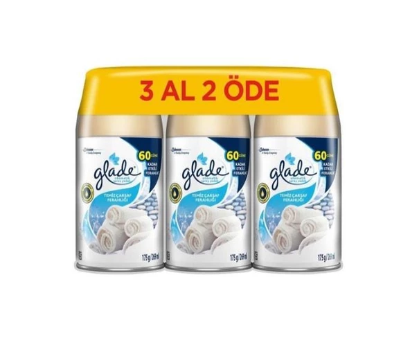 Glade Otomatik Sprey Yedek Temiz Çarşaf Ferahlığı 269 Ml 3 Adet