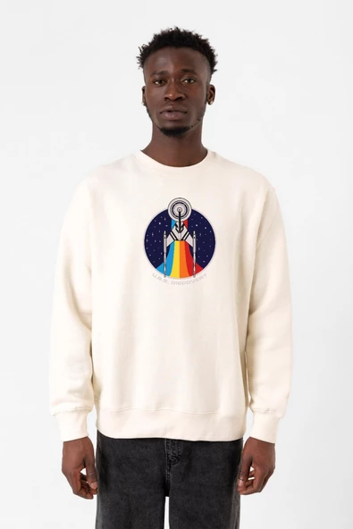 Star Trek Discovery Retro Ship Ekru Erkek 2ip Sweatshirt