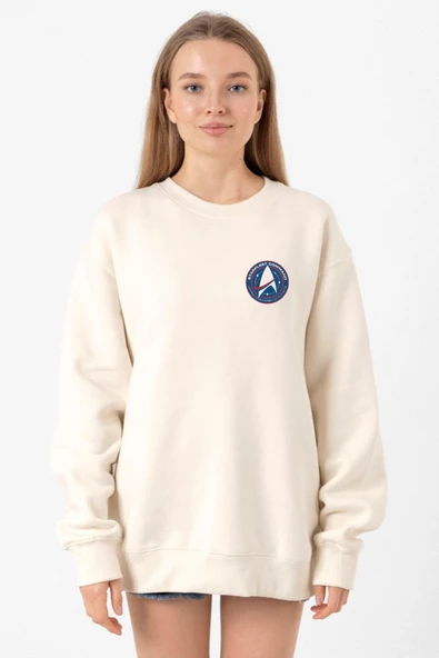 Star Trek Discovery Starfleet Command Ekru Kadın 2ip Sweatshirt ürün görseli 1
