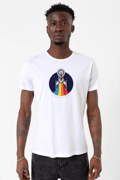 Star Trek Discovery Retro Ship Beyaz Erkek Bisikletyaka Tshirt ürün görseli