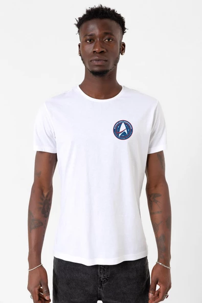 Star Trek Discovery Starfleet Command Beyaz Erkek Bisikletyaka Tshirt ürün görseli
