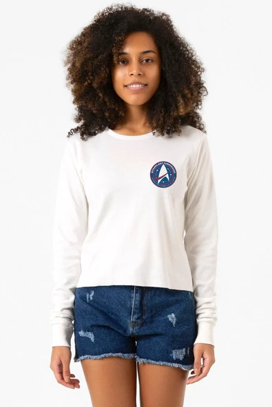 Star Trek Discovery Starfleet Command Ekstra Uzunkol Sweatshirt Ekru ürün görseli