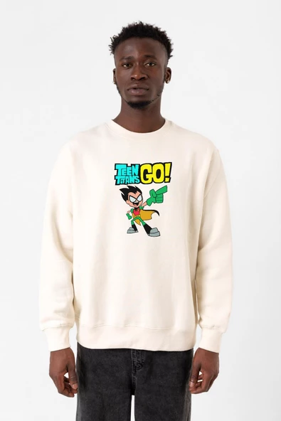 Teen Titans Go Robin Ekru Erkek 2ip Sweatshirt
