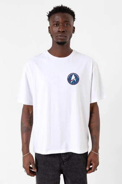 Star Trek Discovery Starfleet Command Beyaz Erkek Oversize Tshirt