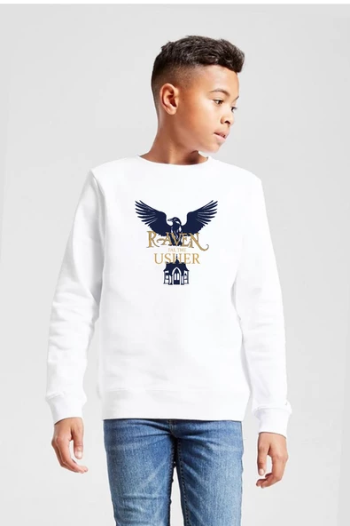 The Fall of the House of Usher Raven Beyaz Çocuk 2ip Sweatshirt