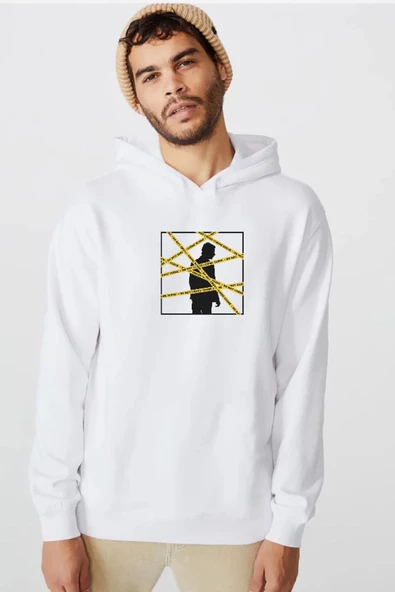 The Mentalist Crime Scene Tape Beyaz Erkek 3ip Kapşonlu  Sweatshirt