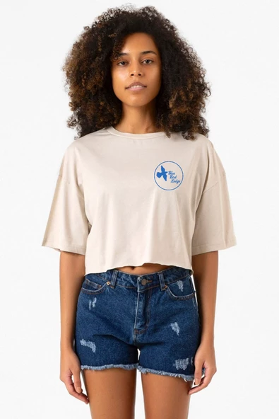 The Mentalist Blue Bird Lodge Bej Kadın Crop Tshirt