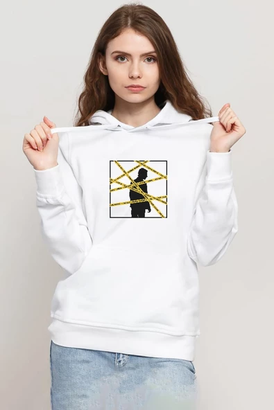 The Mentalist Crime Scene Tape Beyaz Kadın 3ip Kapşonlu Sweatshirt ürün görseli