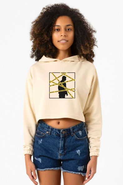 The Mentalist Crime Scene Tape Bej Kadın Crop Kapşonlu ürün görseli