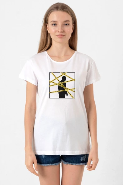 The Mentalist Crime Scene Tape Beyaz Kadın Bisikletyaka Tshirt