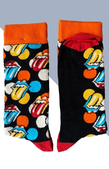 Dil Desenli Çorap Erkek Uzun Çorap Clb