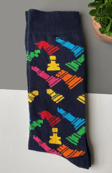 Satranç Desenli Çorap Erkek Uzun Çorap Clb - 11