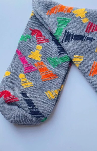 Satranç Desenli Çorap Erkek Uzun Çorap Clb - 3