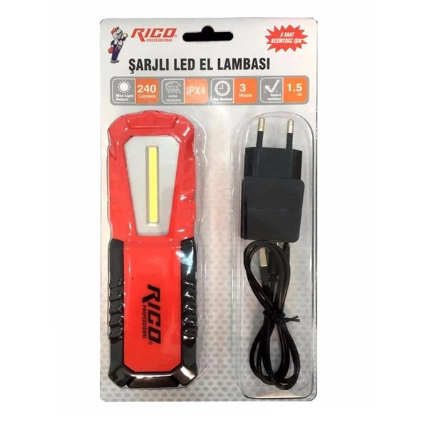 Rico Rc0038 Ledli El Feneri Lambası 3 Modlu 420 Lümen Şarjlı Mıknatıslı Fener - 4