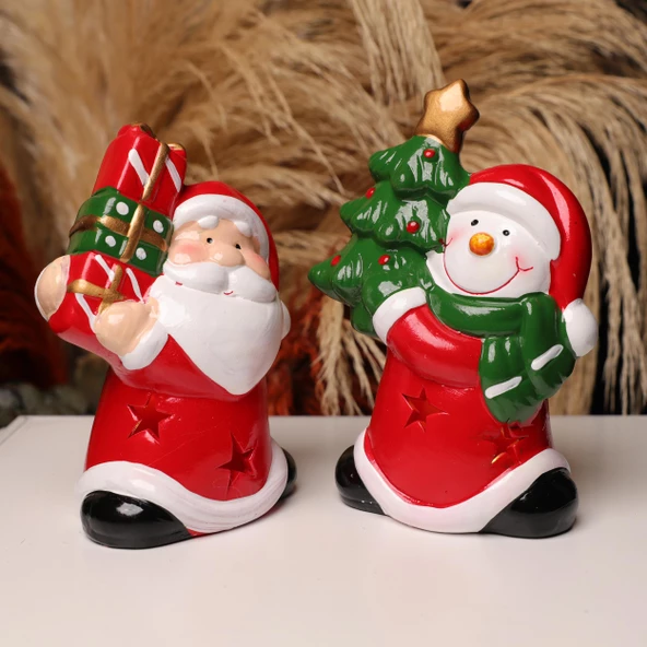 Yılbaşı Hediyesi Işıklı Hediye Paketleri Tutan Noel Baba Biblosu - 3