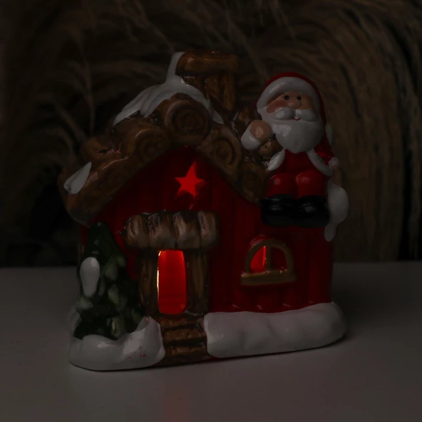 Yılbaşı Hediyesi Işıklı Ev Noel Baba  Biblosu - 2