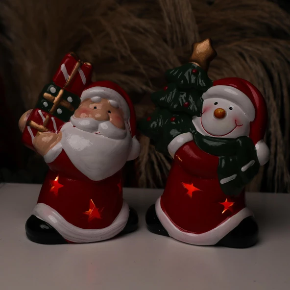 Yılbaşı Hediyesi Işıklı Hediye Paketleri Tutan Noel Baba Biblosu - 2