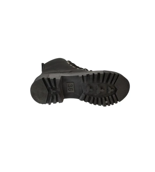 YAZKIŞ Kadın Siyah Mat Cilt Bağcıklı Fermuaralı 14cm Bilekboyu Düz Termo Taban Postal Bot - Resim 4