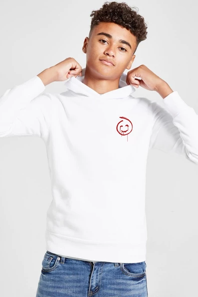 The Mentalist Red John Pocket Beyaz Çocuk 3ip Kapşonlu  Sweatshirt