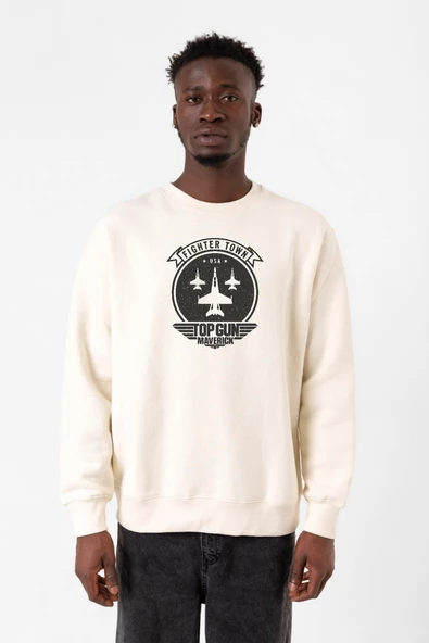 Top Gun Maverick Fighter Town Ekru Erkek 2ip Sweatshirt