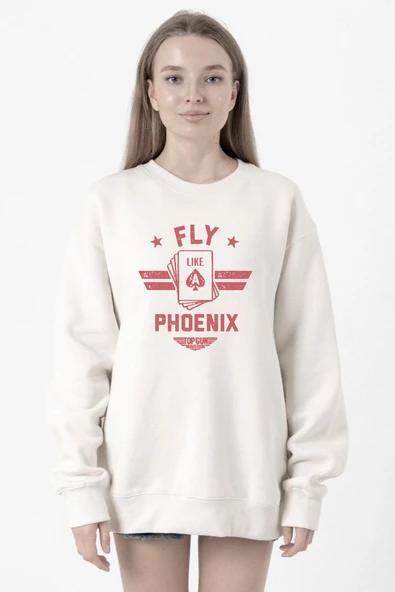 Top Gun Maverick Fly Like A Phoenix Beyaz Kadın 2ip Sweatshirt