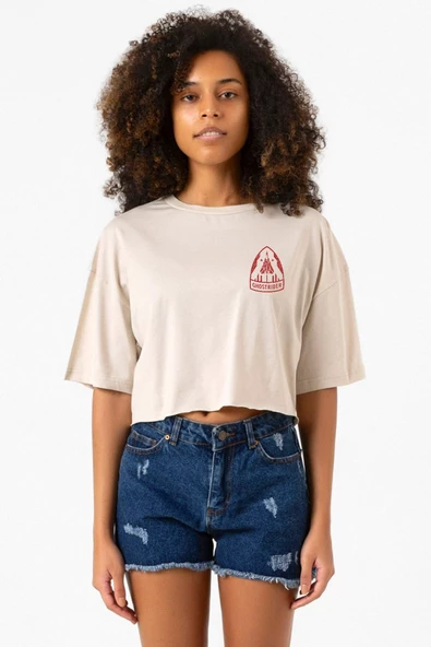 Top Gun Maverick Ghostrider Bej Kadın Crop Tshirt