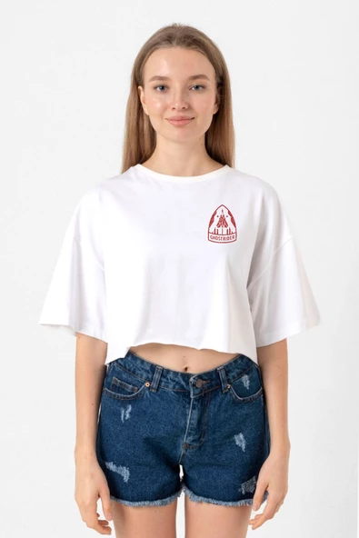 Top Gun Maverick Ghostrider Beyaz Kadın Crop Tshirt ürün görseli 1