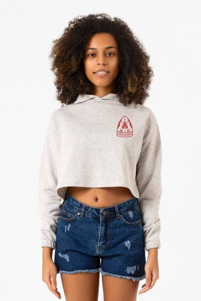 Top Gun Maverick Ghostrider Beyaz Kırçıllı Kadın Crop Kapşonlu ürün görseli