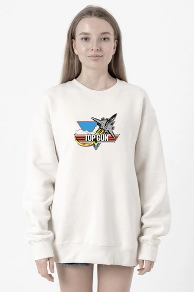 Top Gun Vintage Jet Stars Beyaz Kadın 2ip Sweatshirt ürün görseli