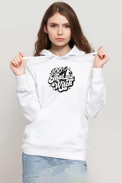 100 Per Cent That Witch Beyaz Kadın 3ip Kapşonlu Sweatshirt ürün görseli