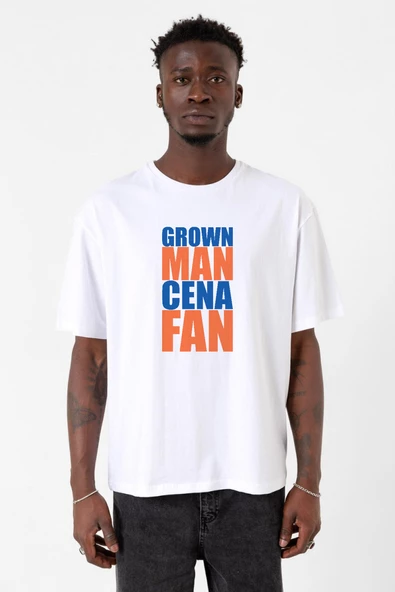 Wwe Grown Man Cena Fan Beyaz Erkek Oversize Tshirt - 1