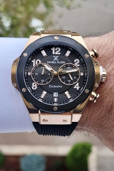 Daniel Klein DKISTE849 Kasası Rose Kordonu Siyah Renk İç Göstergeleri Aktif Erkek Kol Saati - Resim 2