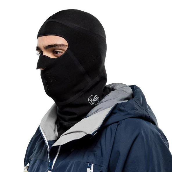 Buff Balaklava Windroof Solid Black Maske - Resim 2