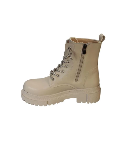 YAZKIŞ Kadın Siyah Ten Bağcıkları Taşlı 14cm bilek Boyu Kalın termo Taban Postal bot - 7