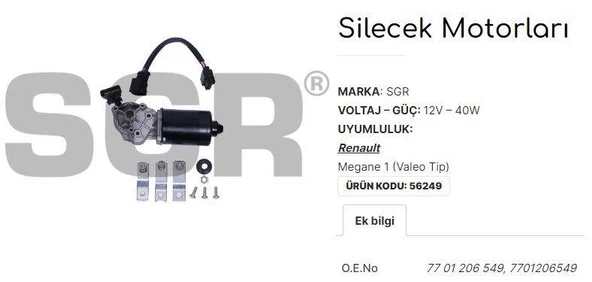 SİLECEK MOTORU MEGANE 1 VALEO TİP 7701206549