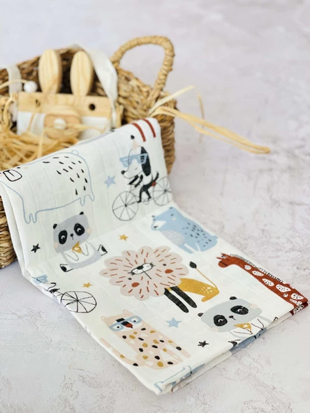 3 Adet Çok Amaçlı Müslin Bezi Örtü Battaniye - Resim 4