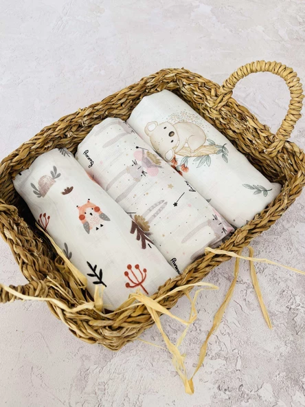 3 Adet Çok Amaçlı Müslin Bezi Örtü Battaniye - Resim 2